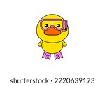 cute diving duck vector for baby