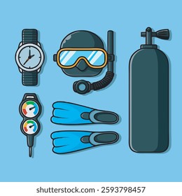 Cute diving set vector children's illustration Q version vector cartoon illustration