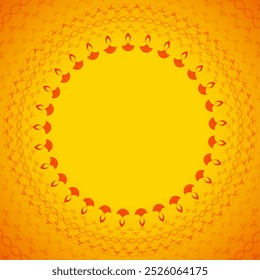 Lindo Diwali Diya Marco circular Fondo amarillo con Vector de espacio de texto