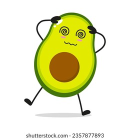 Cute dizzy avocado character. Funny confused fruit cartoon emoticon in flat style. avocado emoji vector illustration