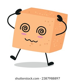 Cute dizzy brown sugar character. Funny confused ingredient cartoon emoticon in flat style. closet vector illustration