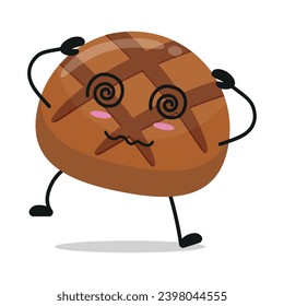 Cute dizzy chocolate character. Funny confused sweet cartoon emoticon in flat style. closet vector illustration