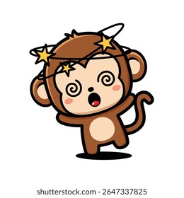 Personagem de Desenho Animado Dizzy Monkey Bonito