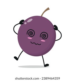 Cute dizzy passion fruit cartoon. Funny confused fruit cartoon emoticon in flat style. closet vector illustration