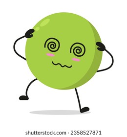 Cute dizzy peas character. Funny confused vegetable cartoon emoticon in flat style. bean emoji vector illustration