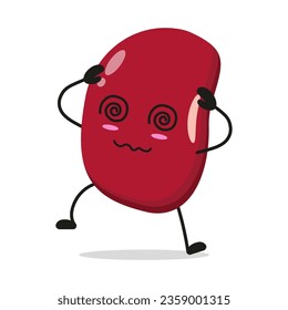 Cute dizzy red bean character. Funny confused bean cartoon emoticon in flat style. red bean emoji vector illustration