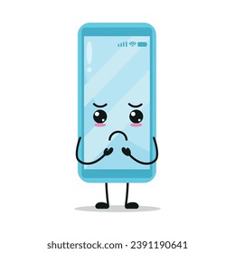 Cute dizzy smartphone character. Funny confused mobile phone cartoon emoticon in flat style. closet vector illustration