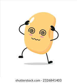 Cute dizzy soybean character. Funny drunk soybean cartoon emoticon in flat style. vegetable emoji vector illustration