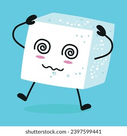 Cute dizzy sugar character. Funny confused ingredient cartoon emoticon in flat style. closet vector illustration