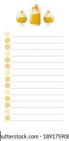 Cute to do list template. Butter beer glasses and grid for notes. White background. Flat style illustration.