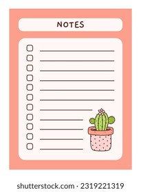 Cute to do list template with floral element. Funny design of daily planner, schedule or checklist. Perfect for planning, memo, notes and self-organization. Vector hand-drawn illustration.