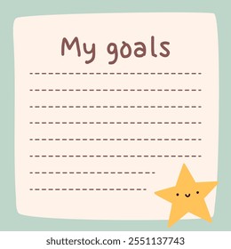 Cute to do list template. Kawaii design of daily planner, schedule or checklist. Perfect for agenda, planning, memo, notes, self-organization. Vector hand-drawn illustration. Stationery for children.