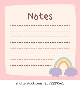 Cute to do list template. Kawaii design of daily planner, schedule or checklist. Perfect for agenda, planning, memo, notes, self-organization. Vector hand-drawn illustration. Stationery for children.