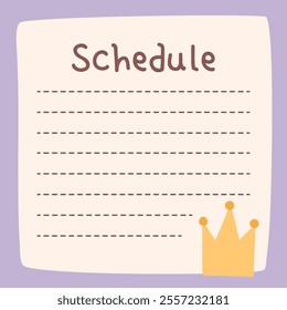 Cute to do list template. Kawaii design of daily planner, schedule or checklist. Perfect for agenda, planning, memo, notes, self-organization. Vector hand-drawn illustration. Stationery for children.