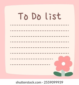 Cute to do list template. Kawaii design of daily planner, schedule or checklist. Perfect for agenda, planning, memo, notes, self-organization. Vector hand-drawn illustration. Stationery for children.