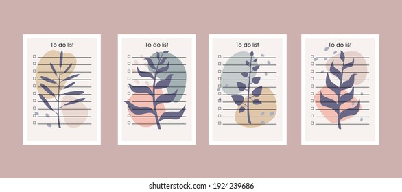 Cute to do list, tracker with leaves and shapes. Vector 8 eps 