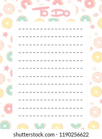 cute to do list vector printable with colorful donuts