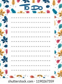 cute to do list vector printable with colorful leaves