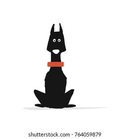 Cute doberman dog, sketch for your design. Vector illustration