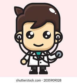cute doctor cartoon illustration vector graphic