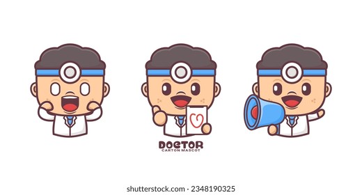 cute doctor cartoon mascot. vector illustrations with outline style.