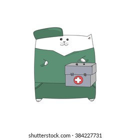 Cute doctor cat. Vector illustration for design