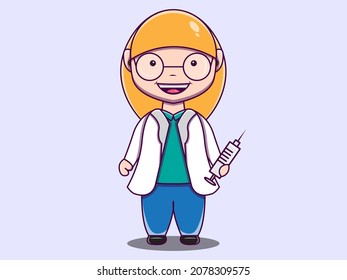 cute doctor character vector cartoon illustration