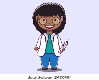 cute doctor character vector cartoon illustration