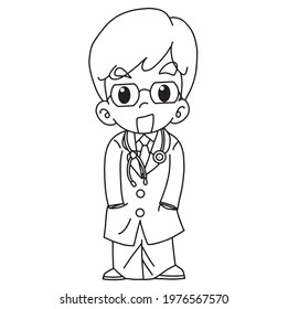 cute doctor coloring page with ouline.Coloring book for kids.Vector illustrations.Amazon kdp no content.