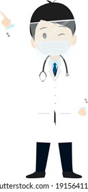 A cute doctor doing a face shield
