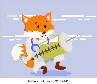 Cute Doctor Fox Illustration Suitable for Education, Card, T-Shirt, Social Media, Print, Book, Stickers, and Any Other Kids Related Activities