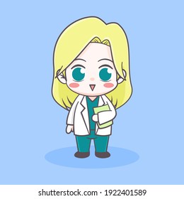 Cute Doctor girl cartoon art illustration