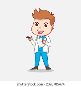 Cute Doctor Holding Pen And Paper