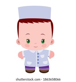 cute doctor man in flat style, cartoon illustration, isolated object on white background, vector, eps