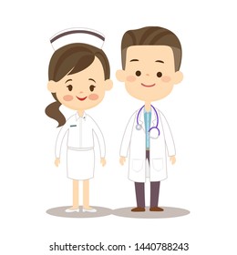 cute Doctor and Nurse vector