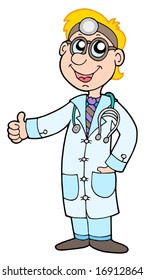 Cute doctor on white background - vector illustration.
