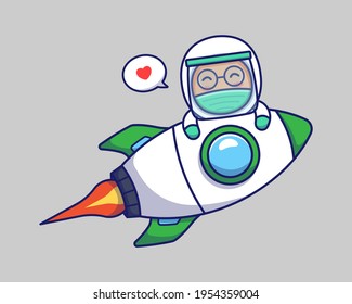 Cute doctor with rocket logo