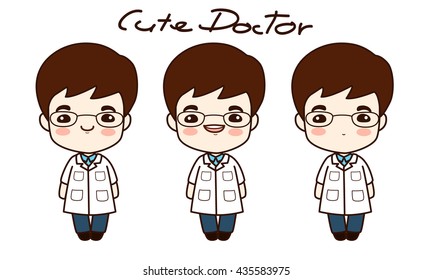 Cute Doctor, Set Vector Illustration