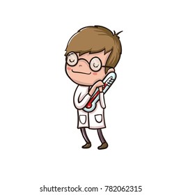 Cute doctor with a thermometer
