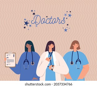 tarjeta de doctores lindos con médicos