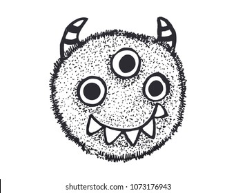 Cute doddle monster. Hand drawn crazy alien