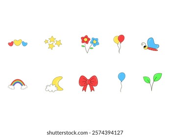 Cute Doddle Sticker Element Set