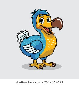 Cute dodo Bird extinct animal Character Mascot in Vector Cartoon Illustration