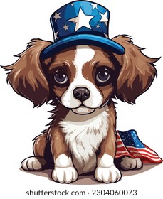 cute dog in 4th of july