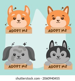 Cute Dog with Adopt Me Sign Vector Illustration