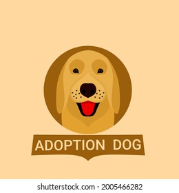 Cute dog with adopted dog poster. Don't buy - help homeless animals find a home, we have to take care of a sad dog without a master - adoption concept vector illustration