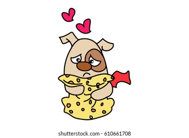 Cute Dog Alone. Vector Illustration. Isolated on white background.