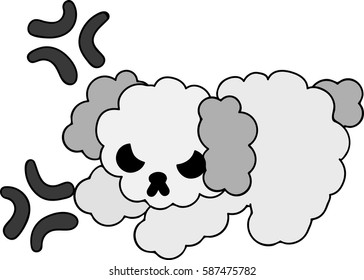 The cute dog is angry