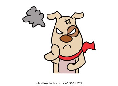 Cute Dog Angry. Vector Illustration. Isolated on white background.