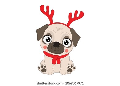 cute dog animal cartoon in christmas